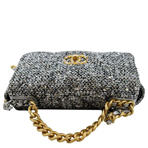 silver sequin chanel bag|Chanel quilted clutch.